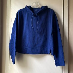 Everlane Marine Blue Boxy Cropped Hoodie